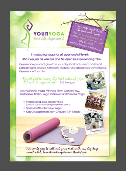 launching of yoga studio flyer design, youryoga.co.il