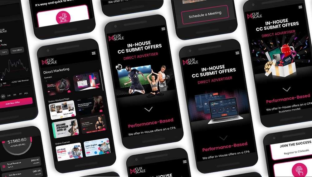 Clix brand website overview showing main landing page design